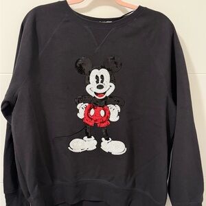 Disney Black Crewneck with Mickey Mouse Design with sequences